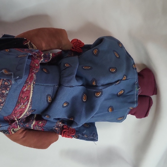 Mexican Rag Doll Dark Skin Hand Made Earrings Button Eyes Yarn Hair 15 inches - Picture 10 of 13